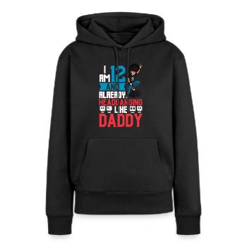Ich bin 12 - Jungen Rocker - Frauen Premium Bio Hoodie - Schwarz - Vorne - Julia (174cm)