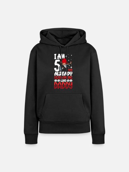 Ich bin 5 - Mädchen Rocker - Frauen Premium Bio Hoodie - Schwarz