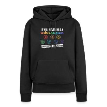 Reiki - Sweat à capuche Premium bio Femme - noir - Devant - Julia (174cm)