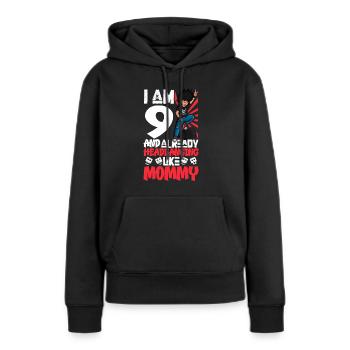 Ich bin 9 - Jungen Rocker - Frauen Premium Bio Hoodie - Schwarz - Vorne - Julia (174cm)
