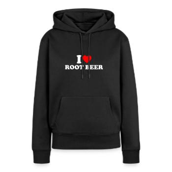 J’adore la root beer, la root beer - Sweat à capuche Premium bio Femme - noir - Devant - Julia (174cm)