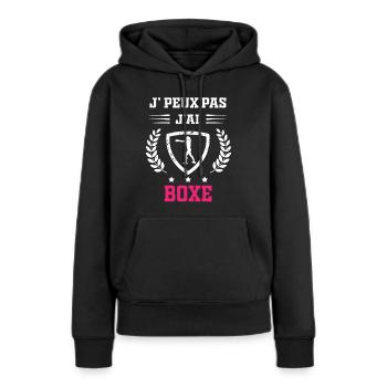Je peux pas j'ai boxe femme - Sweat à capuche Premium bio Femme - noir - Devant - Julia (174cm)