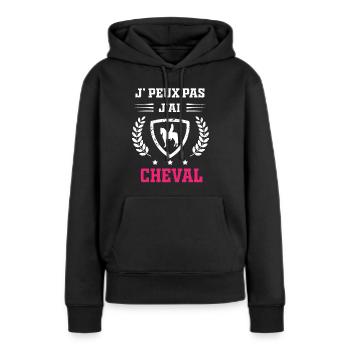 Je peux pas j'ai cheval femme - Sweat à capuche Premium bio Femme - noir - Devant - Julia (174cm)