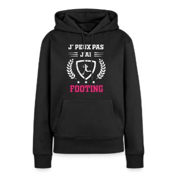 Je peux pas j'ai footing femme - Sweat à capuche Premium bio Femme - noir - Devant - Julia (174cm)