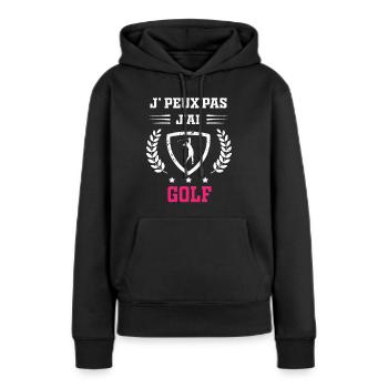 Je peux pas j'ai golf femme - Sweat à capuche Premium bio Femme - noir - Devant - Julia (174cm)