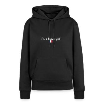Je suis une fille français - Sweat à capuche Premium bio Femme - noir - Devant - Julia (174cm)