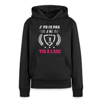 Je peux pas j'ai tir à l'arc femme - Sweat à capuche Premium bio Femme - noir - Devant - Julia (174cm)