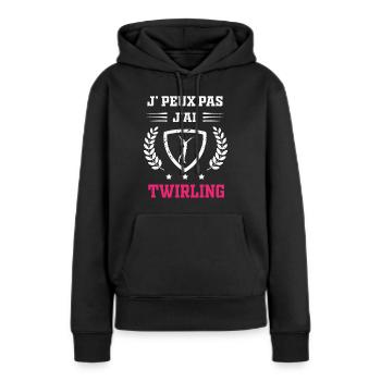Je peux pas j'ai twirling bâton femme - Sweat à capuche Premium bio Femme - noir - Devant - Julia (174cm)