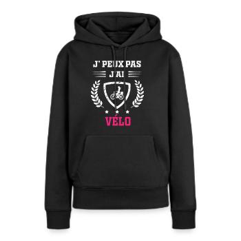 Je peux pas j'ai vélo femme - Sweat à capuche Premium bio Femme - noir - Devant - Julia (174cm)