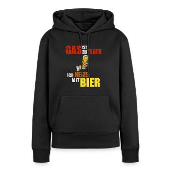 Gas ist zu teuer - Frauen Premium Bio Hoodie - Schwarz - Vorne - Julia (174cm)