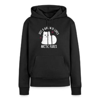Amoureux du renard arctique - Sweat à capuche Premium bio Femme - noir - Devant - Julia (174cm)