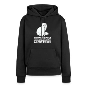 Amoureux du renard arctique - Sweat à capuche Premium bio Femme - noir - Devant - Julia (174cm)