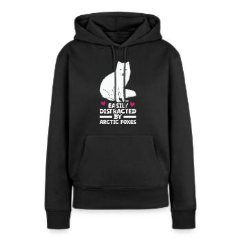 Amoureux du renard arctique - Sweat à capuche Premium bio Femme - noir - Devant - Julia (174cm)