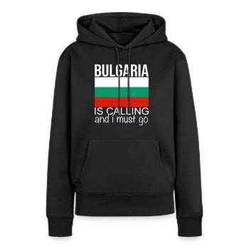 Bulgarie - Sweat à capuche Premium bio Femme - noir - Devant - Julia (174cm)