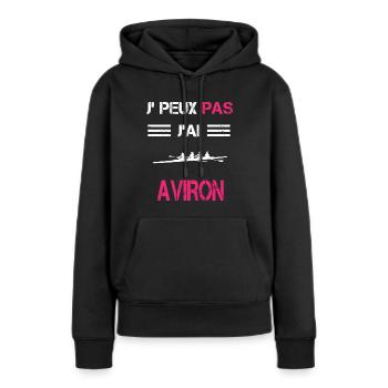 Je peux pas j'ai aviron femme humour - Sweat à capuche Premium bio Femme - noir - Devant - Julia (174cm)