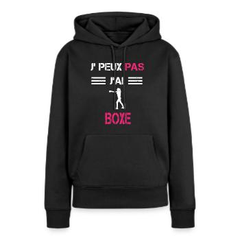 Je peux pas j'ai boxe femme humour - Sweat à capuche Premium bio Femme - noir - Devant - Julia (174cm)