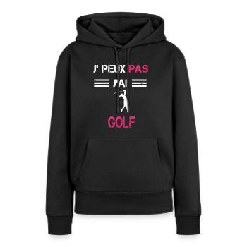 Je peux pas j'ai golf femme humour - Sweat à capuche Premium bio Femme - noir - Devant - Julia (174cm)