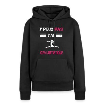 Je peux pas j'ai gym artistique femme humour - Sweat à capuche Premium bio Femme - noir - Devant - Julia (174cm)