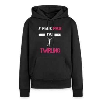 Je peux pas j'ai twirling bâton femme humour - Sweat à capuche Premium bio Femme - noir - Devant - Julia (174cm)