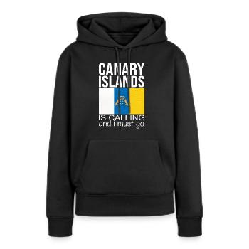 Dicton des îles Canaries - Sweat à capuche Premium bio Femme - noir - Devant - Julia (174cm)