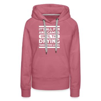 Tout est amusant - Sweat à capuche Premium bio Femme - mauve - Devant - Isabella (175cm)