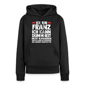 Franz - Frauen Premium Bio Hoodie - Schwarz - Vorne - Julia (174cm)