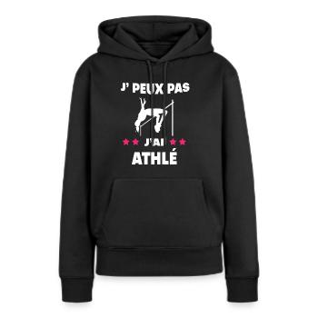 Je peux pas j'ai athlé sport femme athlète - Sweat à capuche Premium bio Femme - noir - Devant - Julia (174cm)