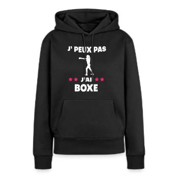 Je peux pas j'ai boxe femme boxeuse - Sweat à capuche Premium bio Femme - noir - Devant - Julia (174cm)