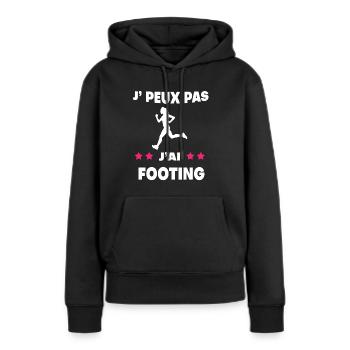 Je peux pas j'ai footing femme coureuse - Sweat à capuche Premium bio Femme - noir - Devant - Julia (174cm)