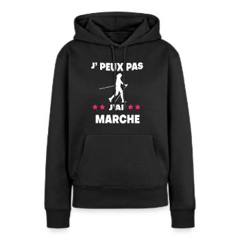 Je peux pas j'ai marche femme marcheuse - Sweat à capuche Premium bio Femme - noir - Devant - Julia (174cm)