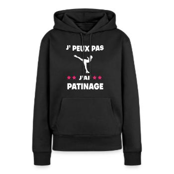 Je peux pas j'ai patinage femme patineuse - Sweat à capuche Premium bio Femme - noir - Devant - Julia (174cm)