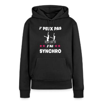 Je peux pas j'ai synchro femme nageuse - Sweat à capuche Premium bio Femme - noir - Devant - Julia (174cm)