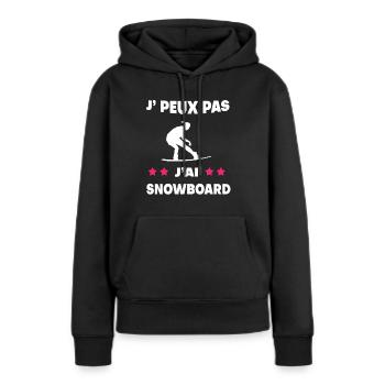 Je peux pas j'ai snowboard femme snowboardeuse - Sweat à capuche Premium bio Femme - noir - Devant - Julia (174cm)