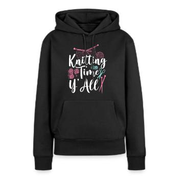 Tricoter Tricoter Tricoter Temps de tricot - Sweat à capuche Premium bio Femme - noir - Devant - Julia (174cm)