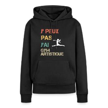 Je peux pas j'ai gym artistique femme vintage - Sweat à capuche Premium bio Femme - noir - Devant - Julia (174cm)