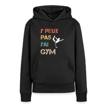 Je peux pas j'ai gym sport femme vintage - Sweat à capuche Premium bio Femme - noir - Devant - Julia (174cm)