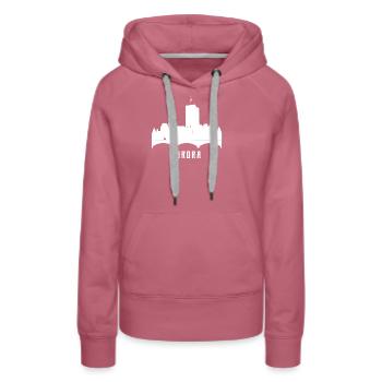 Aurora Skyline - Frauen Premium Bio Hoodie - Malve - Vorne - Isabella (175cm)