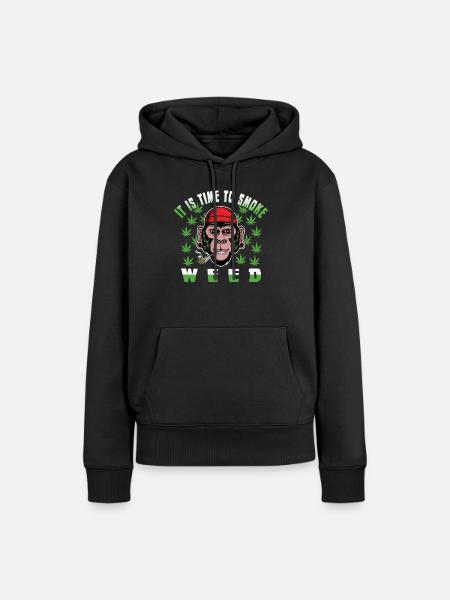 Kiffen Weed Spruch - Frauen Premium Bio Hoodie - Schwarz