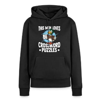 Résoudre des mots croisés - Sweat à capuche Premium bio Femme - noir - Devant - Julia (174cm)