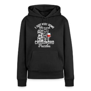 Résoudre des mots croisés - Sweat à capuche Premium bio Femme - noir - Devant - Julia (174cm)