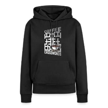 Résoudre des mots croisés - Sweat à capuche Premium bio Femme - noir - Devant - Julia (174cm)
