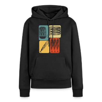 Sardine Hering Retro Sardinen Heringe - Frauen Premium Bio Hoodie - Schwarz - Vorne - Julia (174cm)