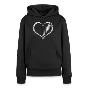 Sardine Hering Sardinen Herz Heringe - Frauen Premium Bio Hoodie - Schwarz - Vorne - Julia (174cm)