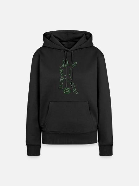 Fußball Junge gezeichnet - Frauen Premium Bio Hoodie - Schwarz
