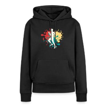 Joggen Jogger Silhouette - Frauen Premium Bio Hoodie - Schwarz - Vorne - Julia (174cm)