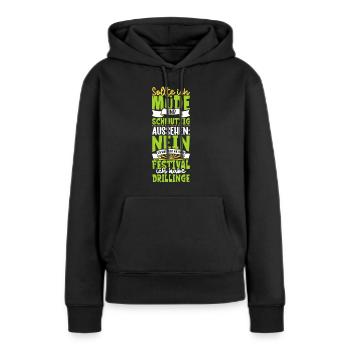 Müde und schmutzig - Drillinge - Frauen Premium Bio Hoodie - Schwarz - Vorne - Julia (174cm)