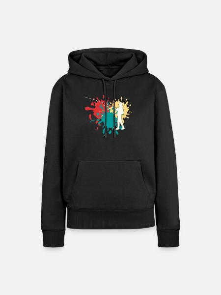 Angeln Angler Silhouette - Frauen Premium Bio Hoodie - Schwarz