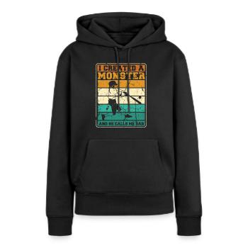 Softball Vati - Frauen Premium Bio Hoodie - Schwarz - Vorne - Julia (174cm)