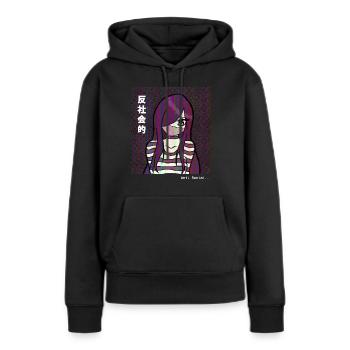 Cassette Futurisme Anime Fille Rétro Futurisme - Sweat à capuche Premium bio Femme - noir - Devant - Julia (174cm)