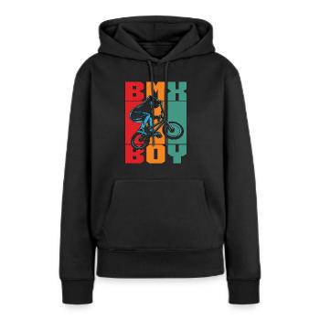 BMX Racing BMX Boy Retro Loves Bicyclette Cyclist - Frauen Premium Bio Hoodie - Schwarz - Vorne - Julia (174cm)